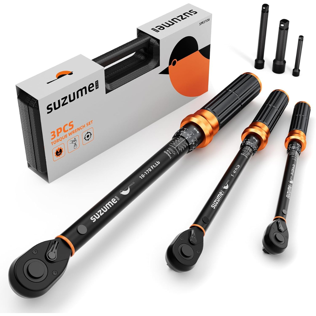 3-Piece 72 Teeth Dual-Direction Torque Wrench Set (1/4" & 3/8" & 1/2")