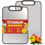15.5" x 10.5" Double-Sided Titanium Kitchen Cutting Board w/ Wheat Straw PP