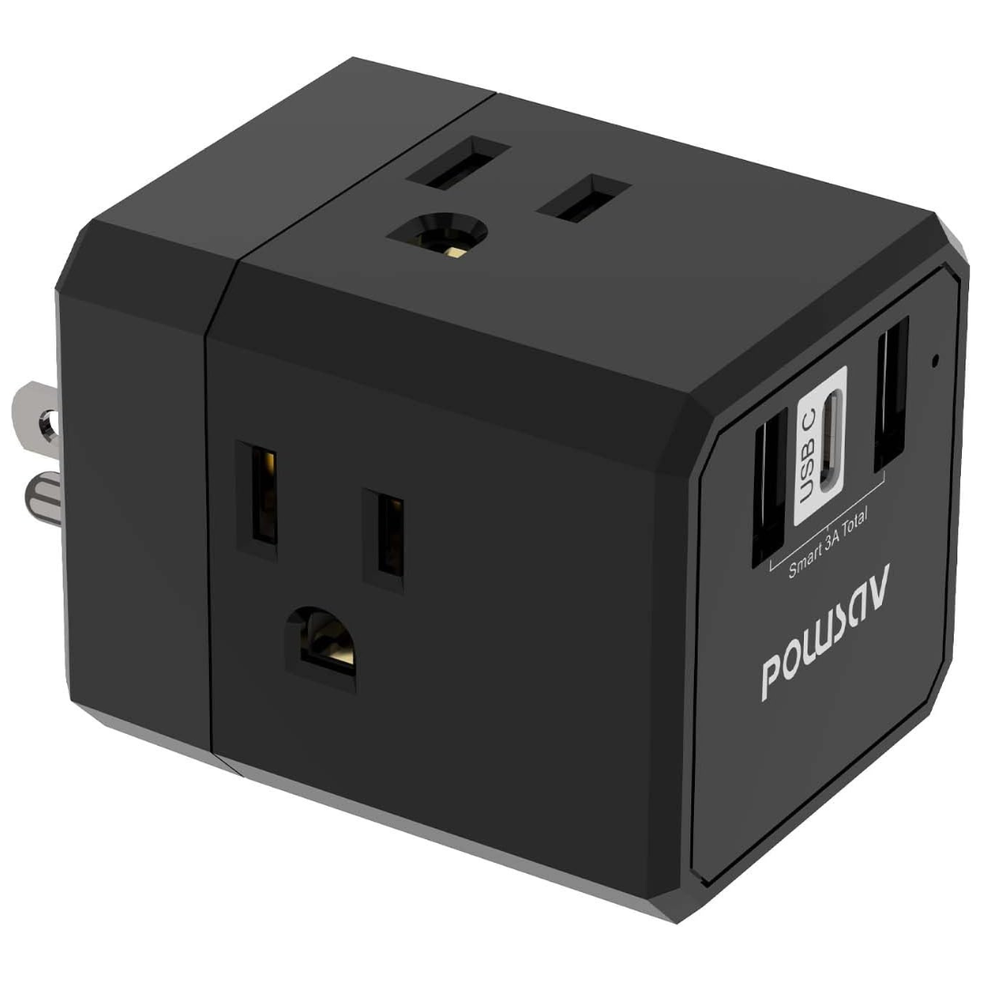 3-Side Outlet Splitter with 3 USB Ports