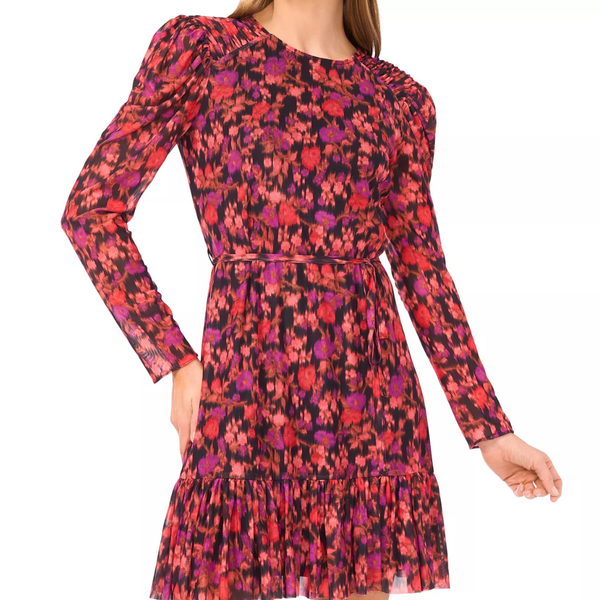 CeCe Women's Waist Tie Crewneck Mini Dress