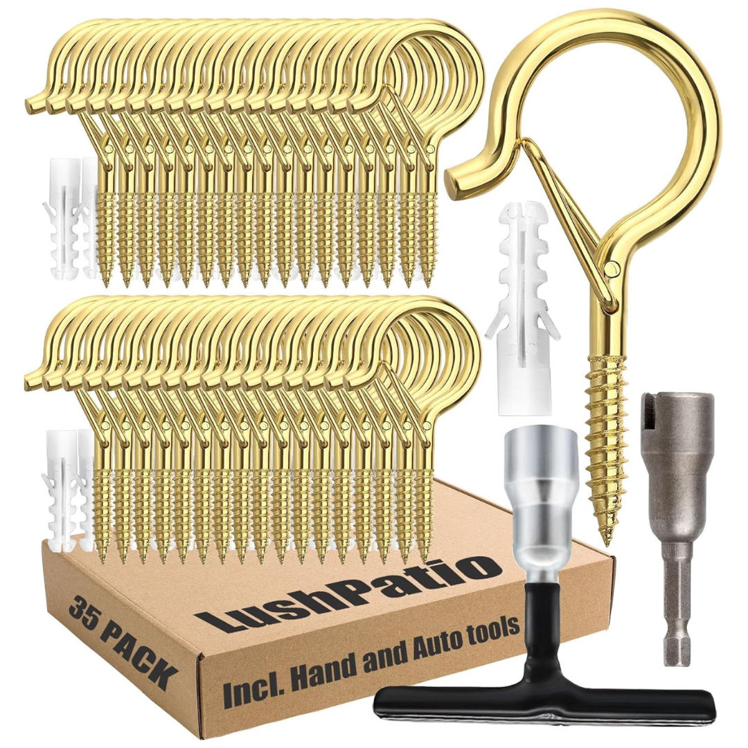 35-Pack Hanging Plants Ceiling Hooks with Safety Buckle Design