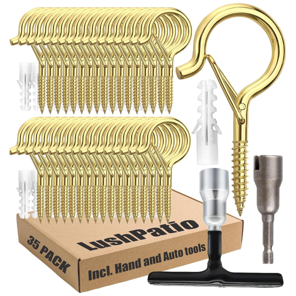 35-Pack Hanging Plants Ceiling Hooks with Safety Buckle Design