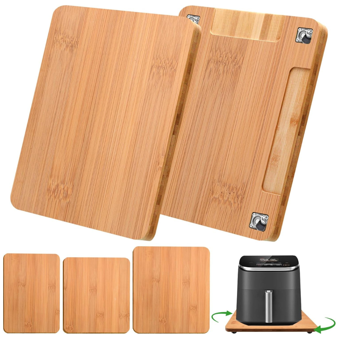 14" x 12" Bamboo Kitchen Appliance Sliders w/Rolling Wheels