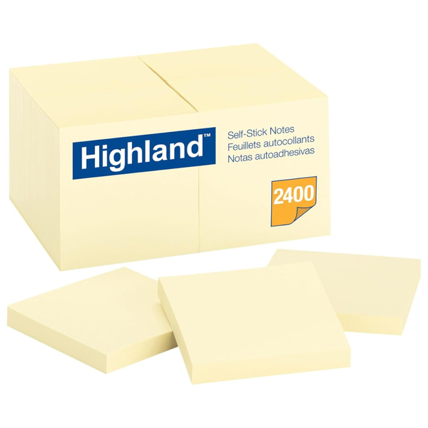 24-Pack Highland 3'' X 3'' Sticky Notes (Yellow)
