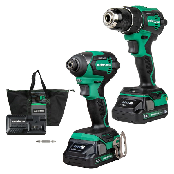 Metabo HPT 18V Cordless Brushless Driver Drill & Impact Driver Combo Kit