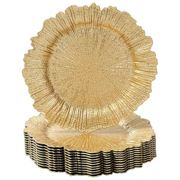 12-Count Maoname Reef Design Gold Charger Plates