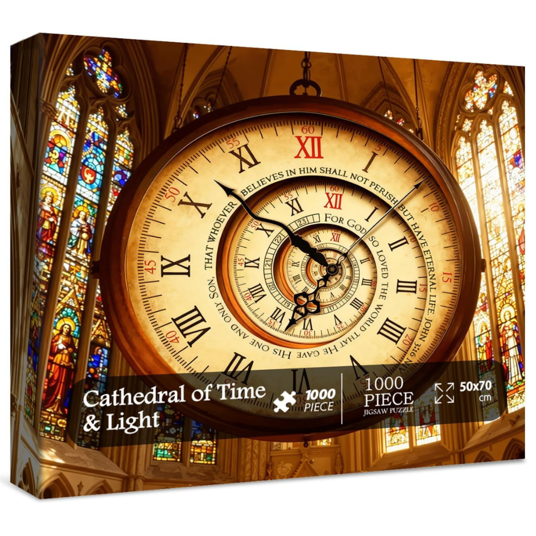 1000-Piece Vintage Spiral Clock Jigsaw Puzzle