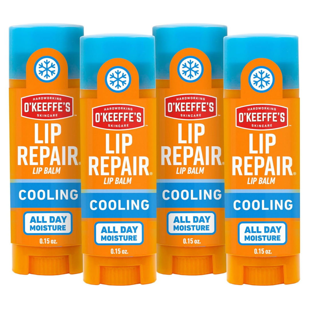 O’Keeffe’s Lip Repair Lip Balm With Cooling Relief For Dry, Cracked Lips – Stick (4 Pack)