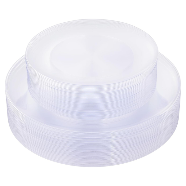 60-Piece Heavy Duty Clear Plastic Plates
