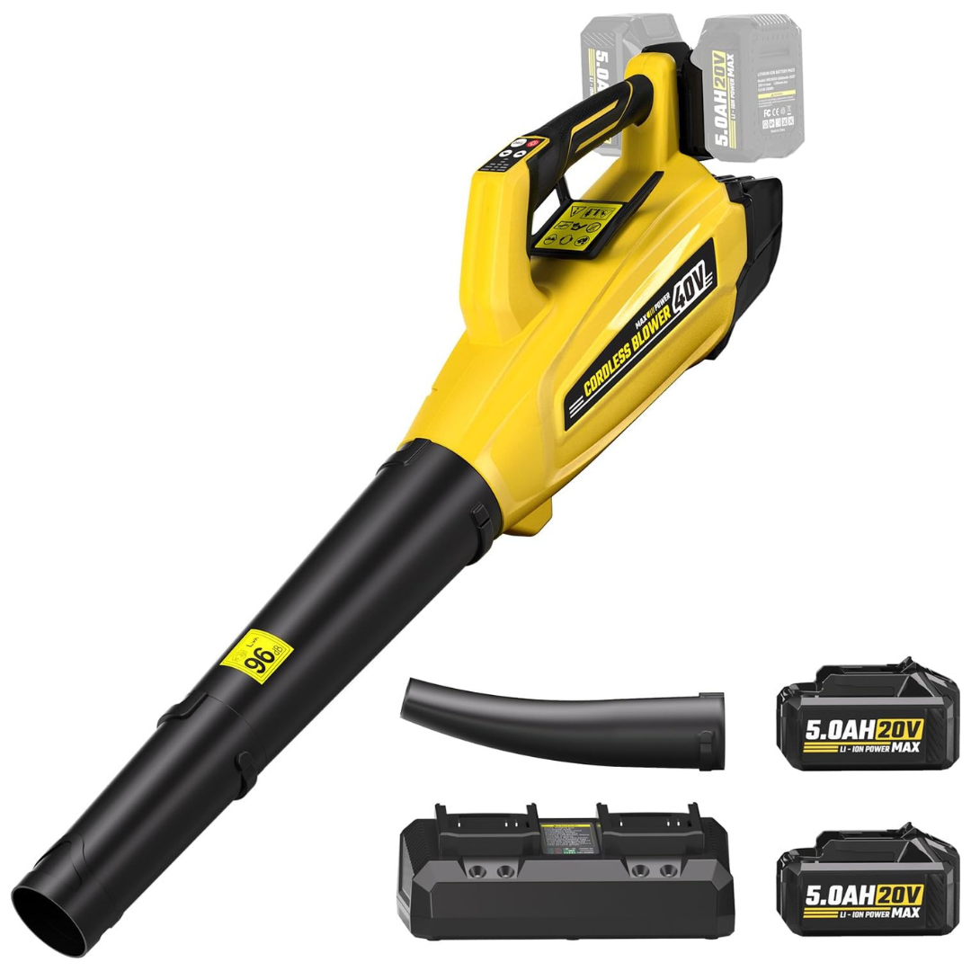 Vervewave 40V Cordless Leaf Blower With 2 X 5.0Ah Batteries & Charger