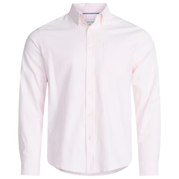 Free Assembly Men's Button Front Oxford Shirt (Pink Crystal Stripe)