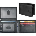 RFID Leather Slim Wallet With 2 ID Windows