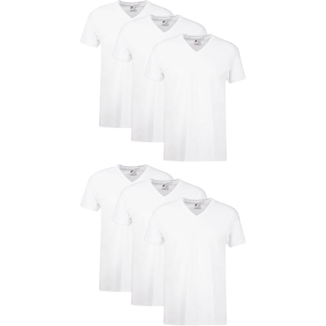 6-Pack Hanes Men's Cotton Moisture-Wicking Undershirts