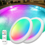 2-Pack Askyli Rechargeable Underwater LED Pool Lights W/Remote & Timer Off