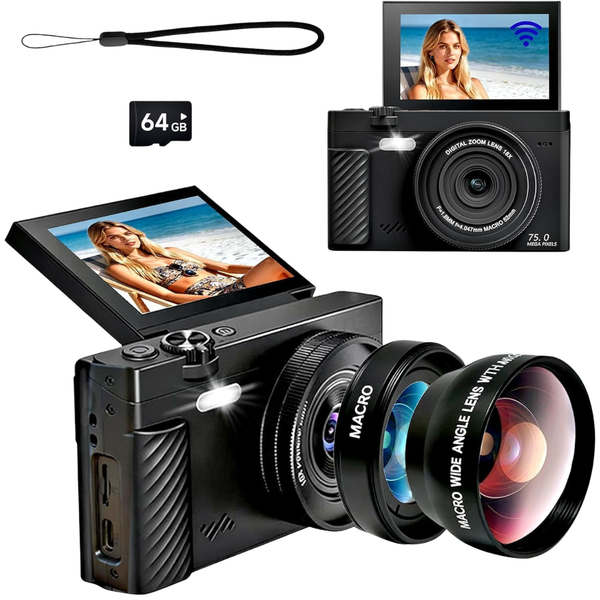 4K Digital Autofocus WiFi Vlogging Camera Kit W/ WiFi, Point & Shoot Camera