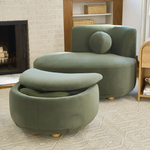 BH&G Juliet Modern Velvet Chaise & Storage Ottoman Set (Olive)