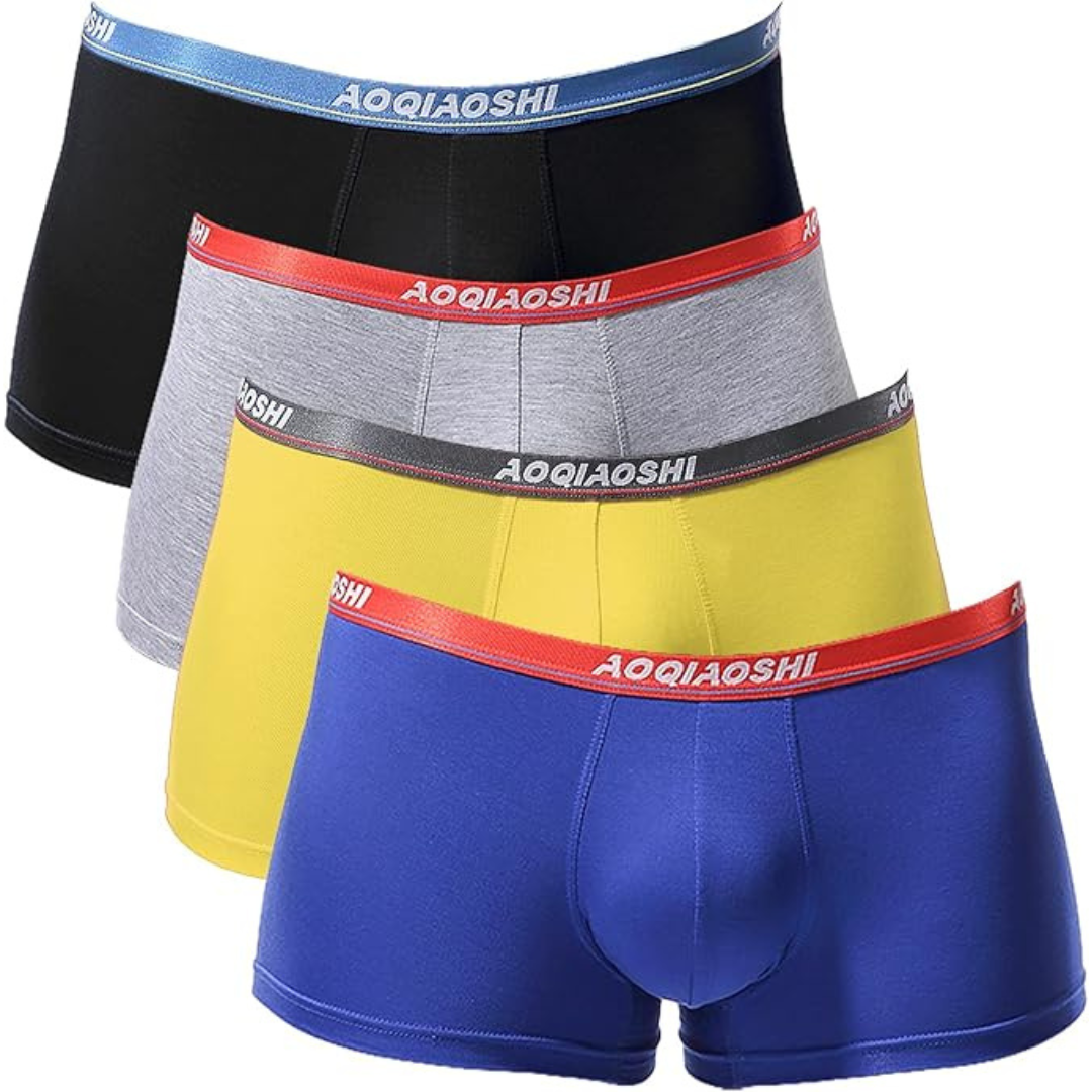 4-Pack Hoofesan Men's Soft Breathable Low Rise Boxer Briefs