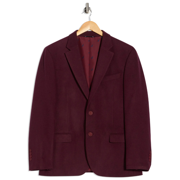 Nautica Men's Bridge Satin Notch Lapel Jacquard Dinner Jacket (Burgundy)