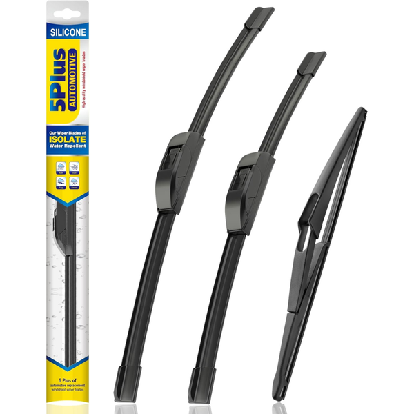 3-Piece 5 PLUS Silicone Windshield Wiper Blades