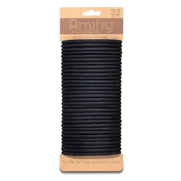32-Count 4mm Amifiy No Damage Hair Ties (Black)