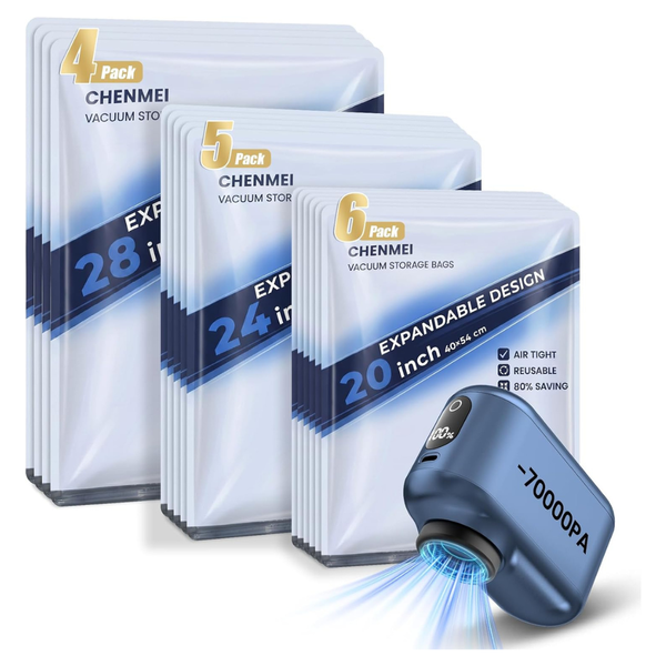 15-Piece Vacuum Storage Bags With 70KPA Pump
