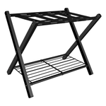 Mocomax Folding Luggage Rack With Metal Storage Shelf