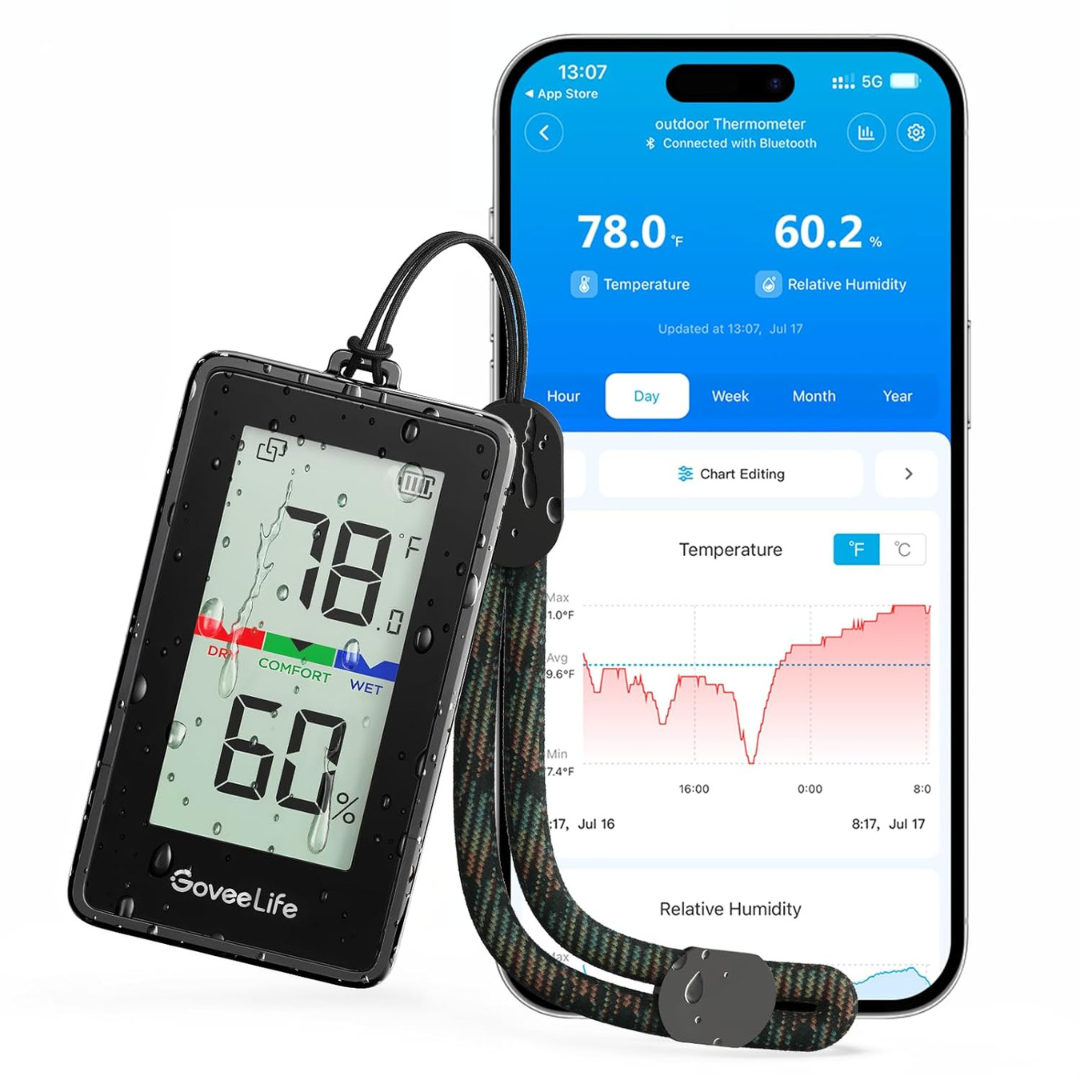 GoveeLife Waterproof 2-in-1 Indoor Outdoor Thermometer