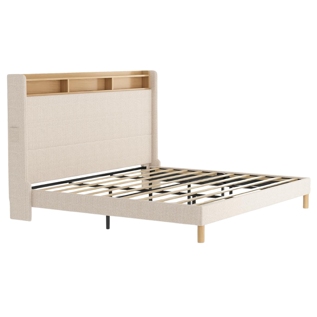 Flexispot 51" King Size LED Bed Frame With Charging Station