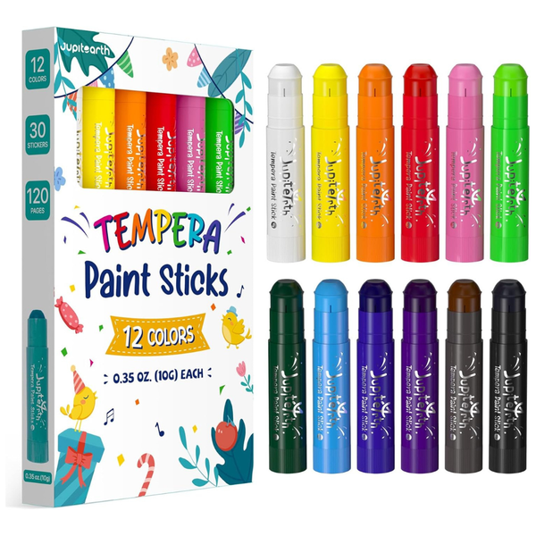 12-Count Non-Toxic And Washable Tempera Paint Sticks