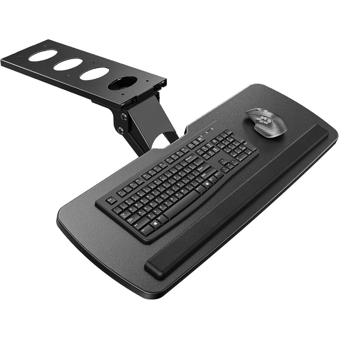 Height Adjustable 180 Deg. Swivel Under Desk Keyboard Tray (25"W X 9.84"D)