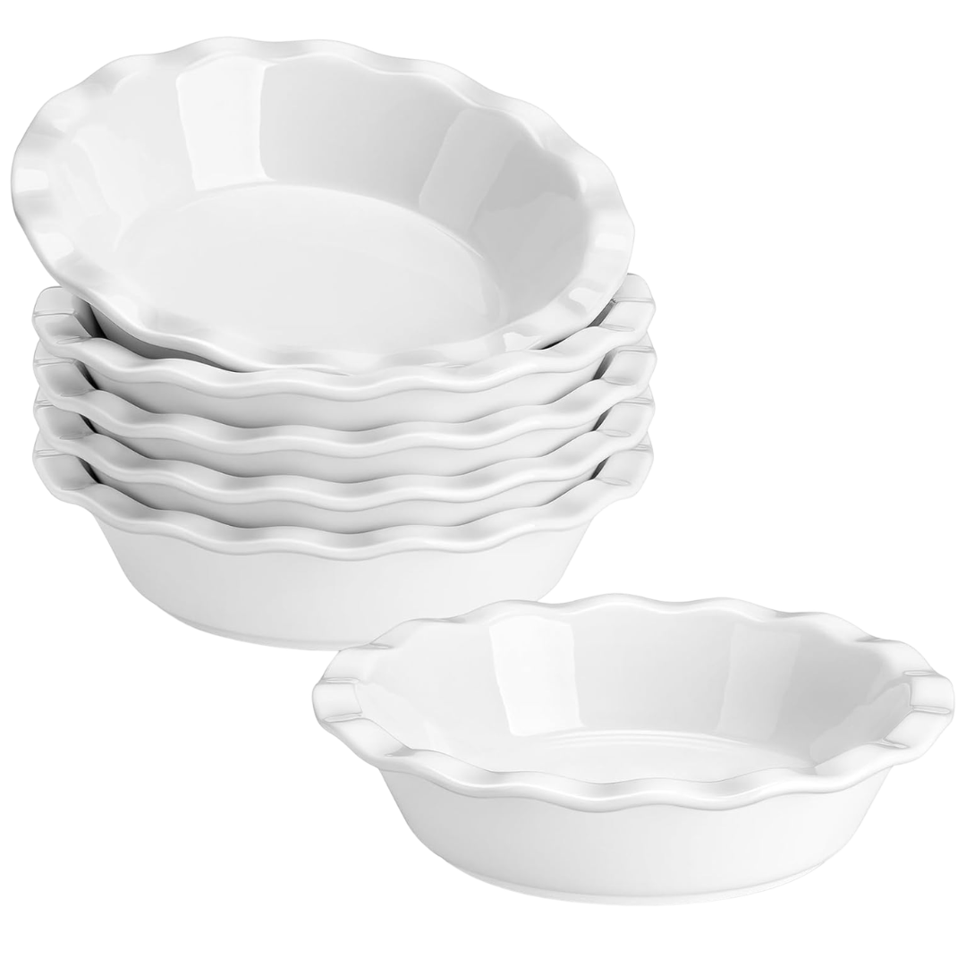 6-Pack MALACASA Ceramic Mini Pie Pans With Ruffled Edge