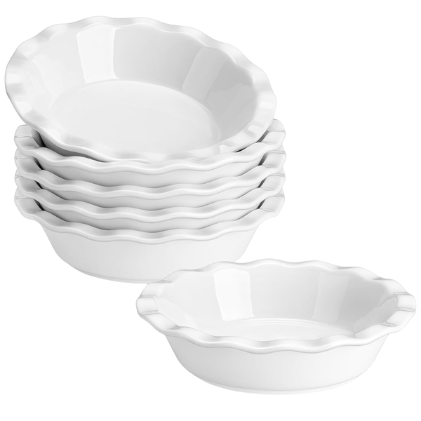 6-Pack MALACASA Ceramic Mini Pie Pans With Ruffled Edge