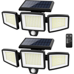 2-Pack 3-Heads Motion Sensor 2500-Lumen Solar LED Lights W/ 3-Modes