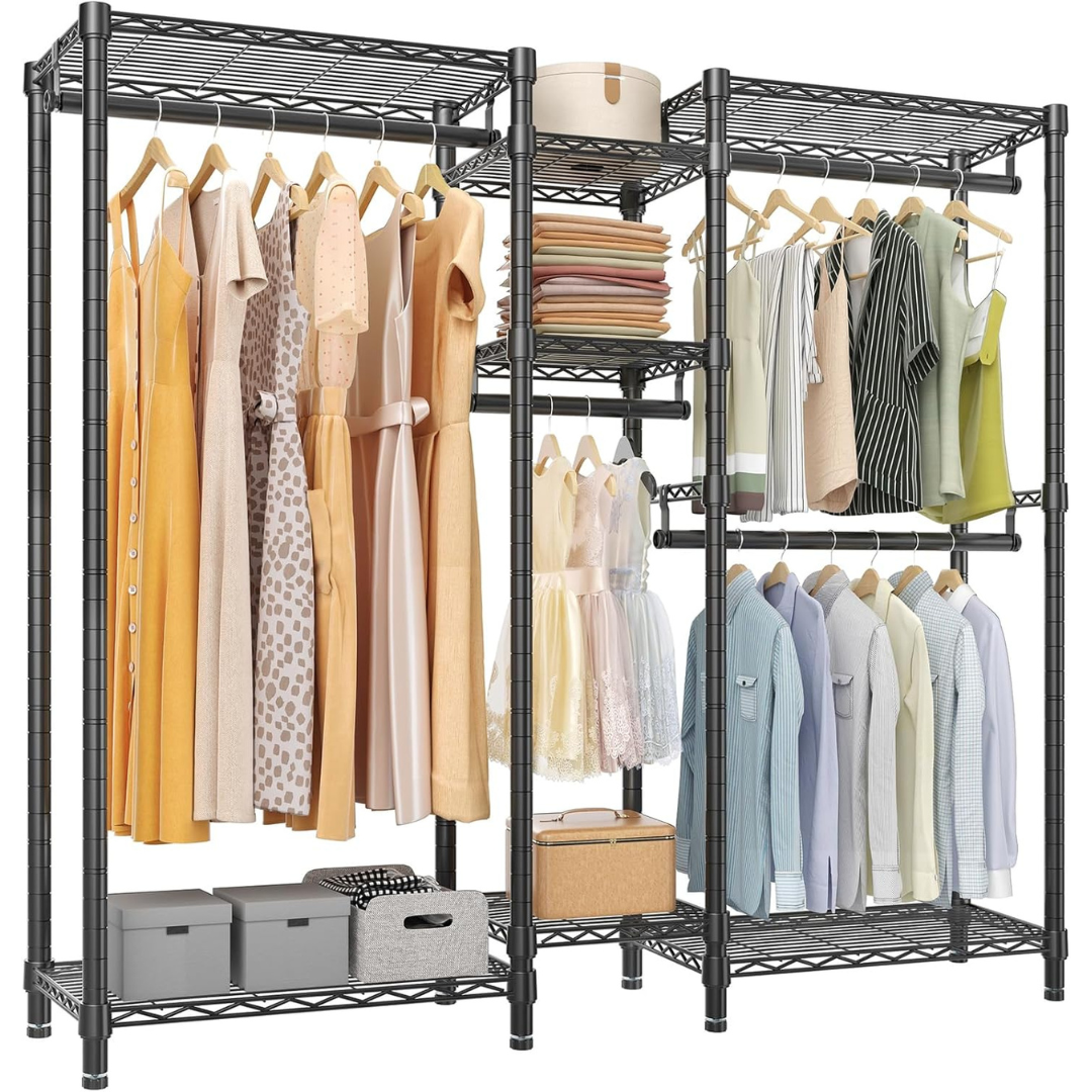 7-Tier Heavy-Duty Clothes Rack with 4 Hanging Rods