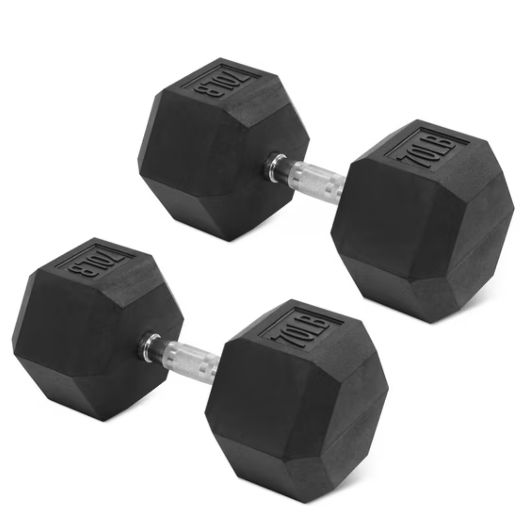 BalanceFrom 70lbs Non-Slip Grip Hex Dumbbell (Single)