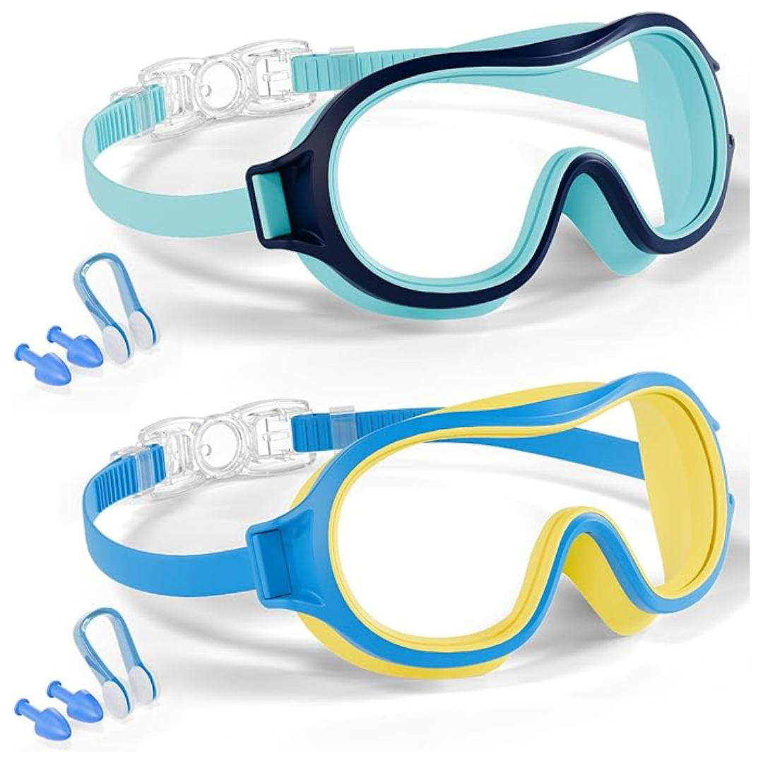 2-Pack Aegend Anti-Fog Anti-UV Wide Vision Waterproof Swim Goggles For Kids