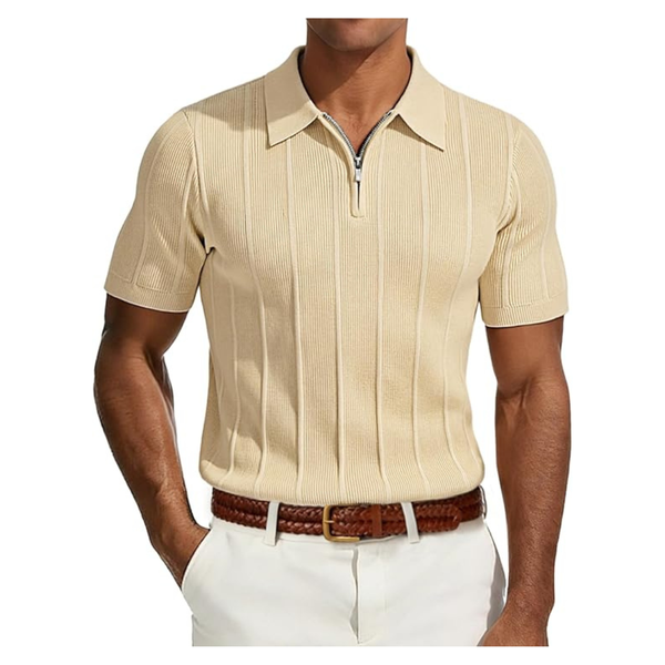 PJ PAUL JONES Men's Short Sleeve Quarter Zip Knit Polo Shirts (various)