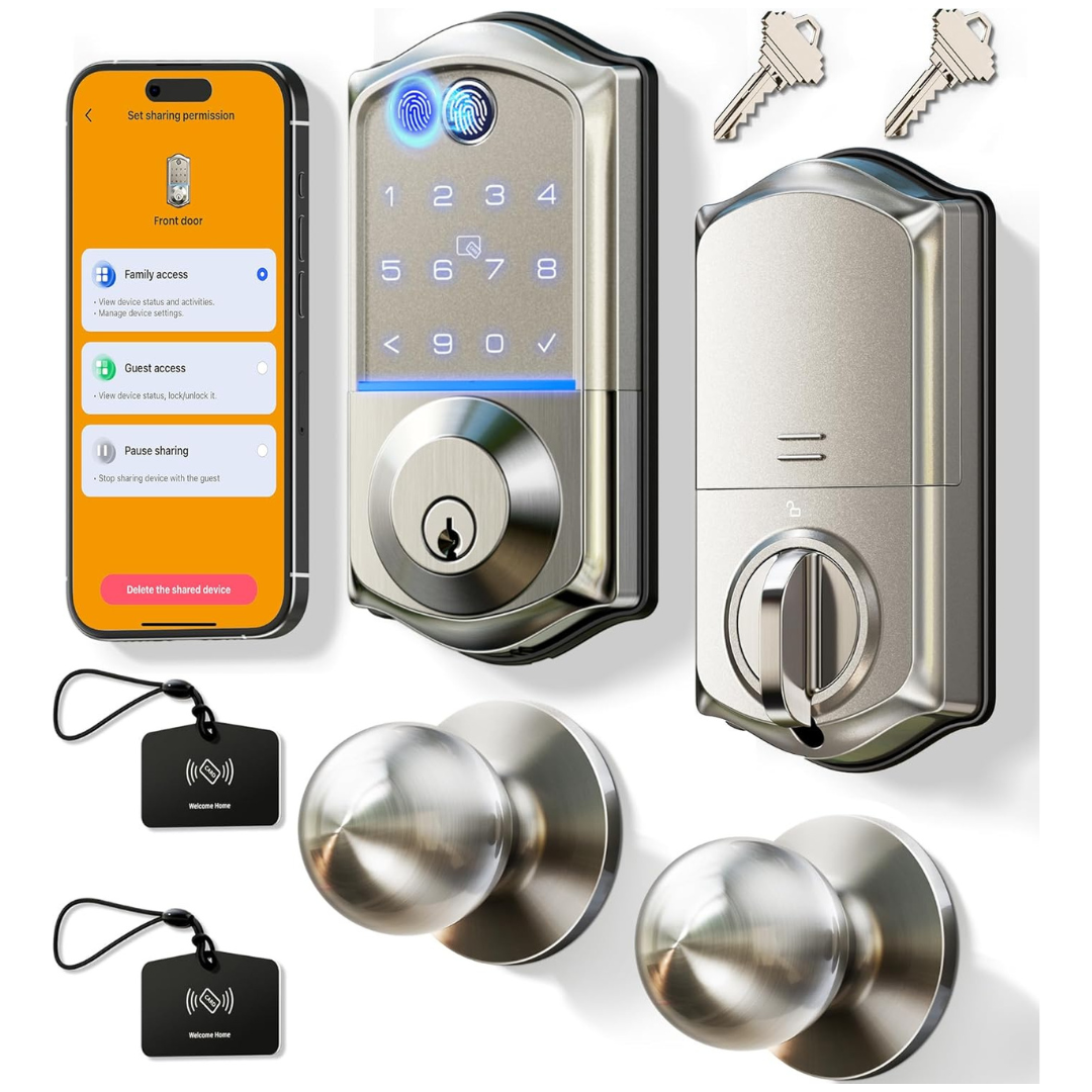 Veise VE017-K Auto Locking Fingerprint Keyless Entry Door Smart Lock Set