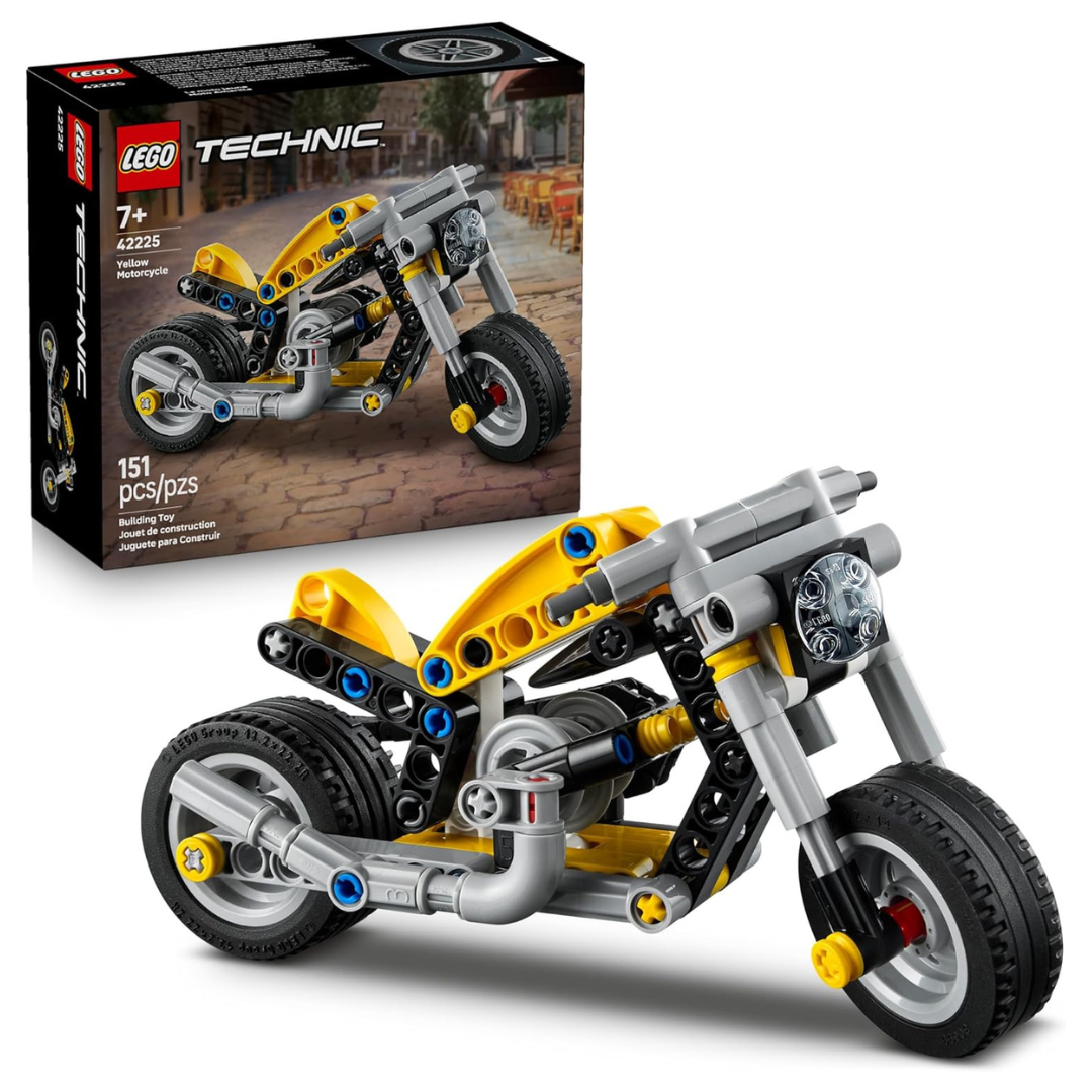 151-Piece LEGO 42225 Technic Yellow Motorcycle Toy
