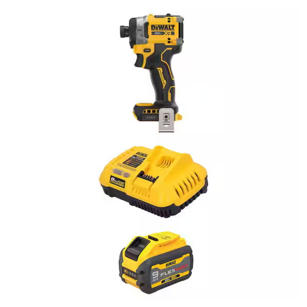 DEWALT 20V MAX XR Impact Driver W/ 20V/60V Flexvolt 9 Ah Battery & Charger