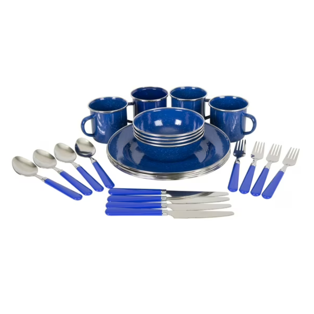 24-Piece Stansport Deluxe Enamel Tableware Set