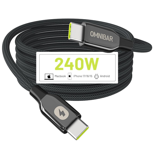 Omnibar 240W 6FT Nylon Braided USB C To USB C Cable