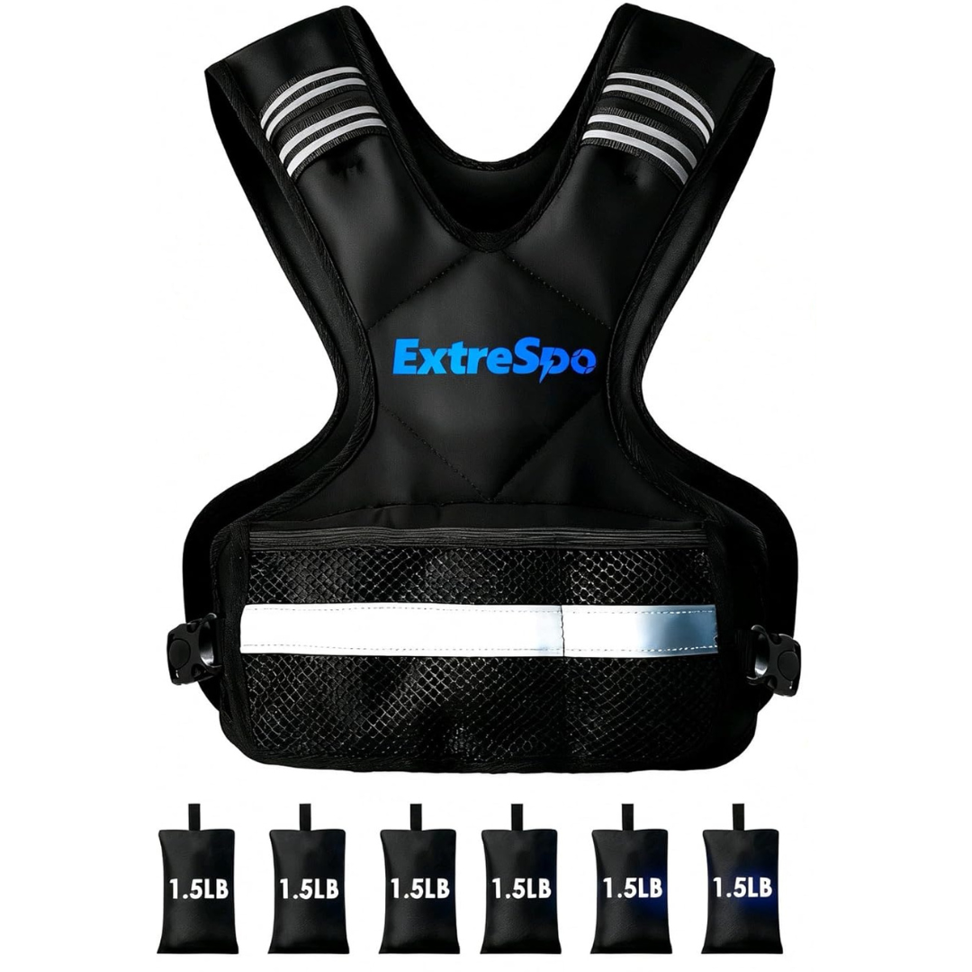 ExtreSpo Adjustable Weighted Vest Exercise Set With 6 Ironsand Weights (11-20lbs)