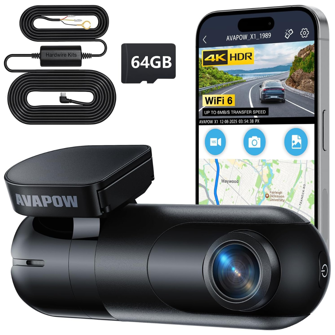 4K Front Car Dash Camera W/ Free Hardwire Kit & 64GB SD Card