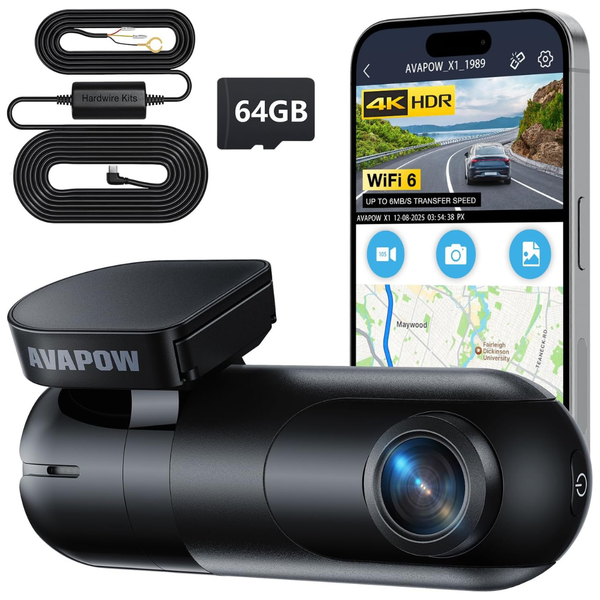 4K Front Car Dash Camera W/ Free Hardwire Kit & 64GB SD Card