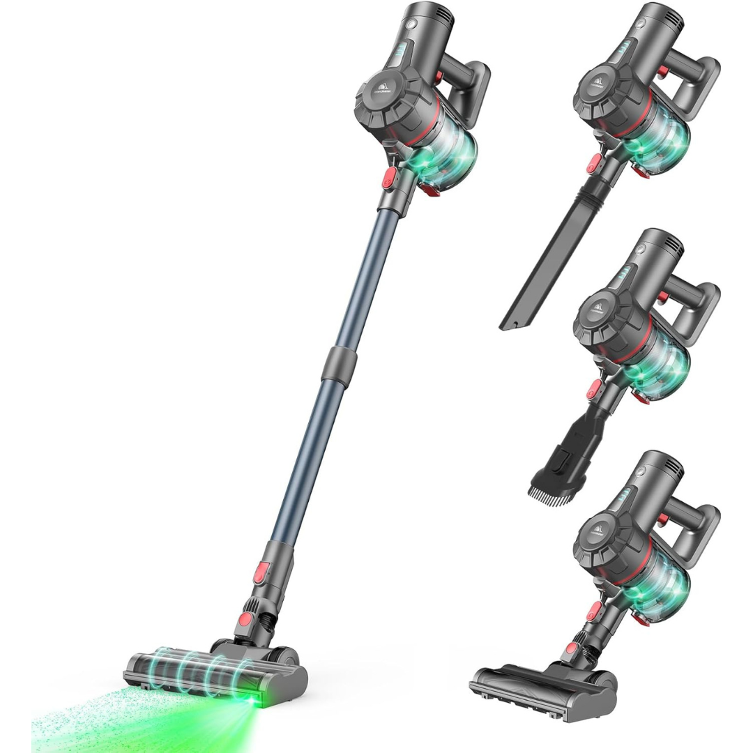 Cordless Stick Vacuum Cleaner with Powerful Suction and LED Headlights