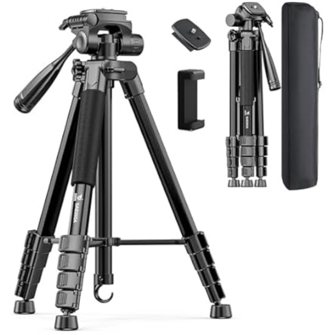 73" Aluminum Travel Camera Tripod with Phone Holder