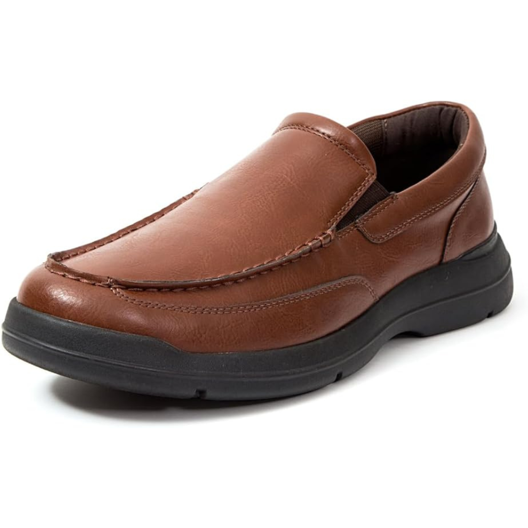 Deer Stags Men's Spartan S.U.P.R.O. Sock Dress Loafers (Dark Brown)