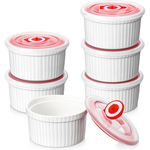 6-Count 8-Oz Porcelain Creme Brulee Souffle Ramekins w/ Lids