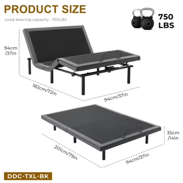 Concetta Twin-XL Size Zero Gravity Electric Bed